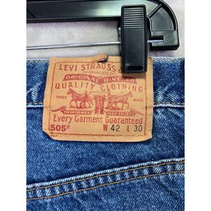 LEVI'S MEN'S 42X30 REGULAR STRAIGHT LEG 505 DARK BLUE DENIM 505-0216 513 0800